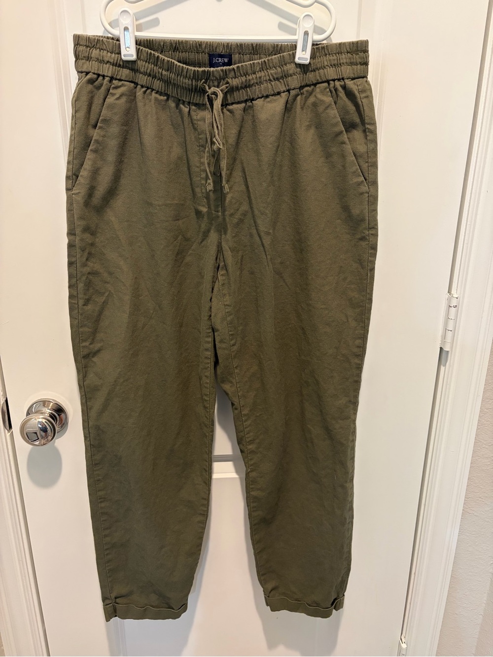 J. Crew Olive Straight-Leg Drawstring Pants
